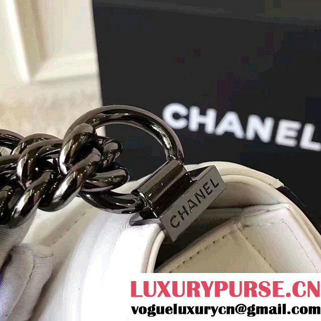 Chanel Two-Tone Black Metal Boy Flap New Medium Bag A92193 White/Black 2017