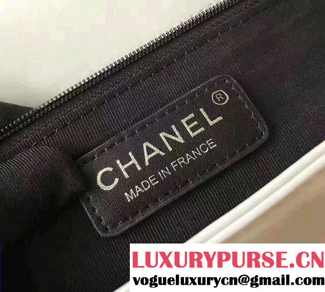 Chanel Two-Tone Black Metal Boy Flap New Medium Bag A92193 White/Black 2017