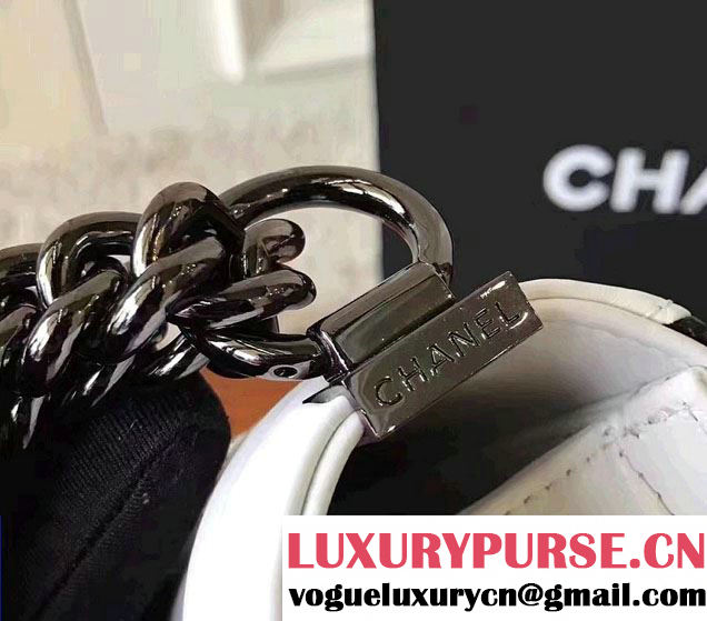 Chanel Two-Tone Black Metal Boy Flap Old Medium Bag A67086 White/Black 2017