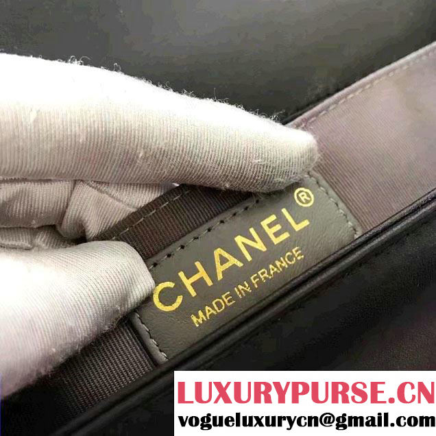 Chanel Shine Gold Hardware Boy Chevron Flap Medium Bag Black 2017