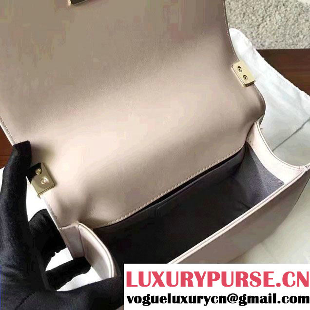Chanel Shine Gold Hardware Boy Chevron Flap Small Bag Pale Pink 2017