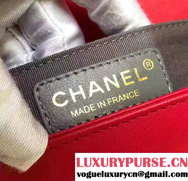 Chanel Shine Gold Hardware Boy Chevron Flap Small Bag Red 2017