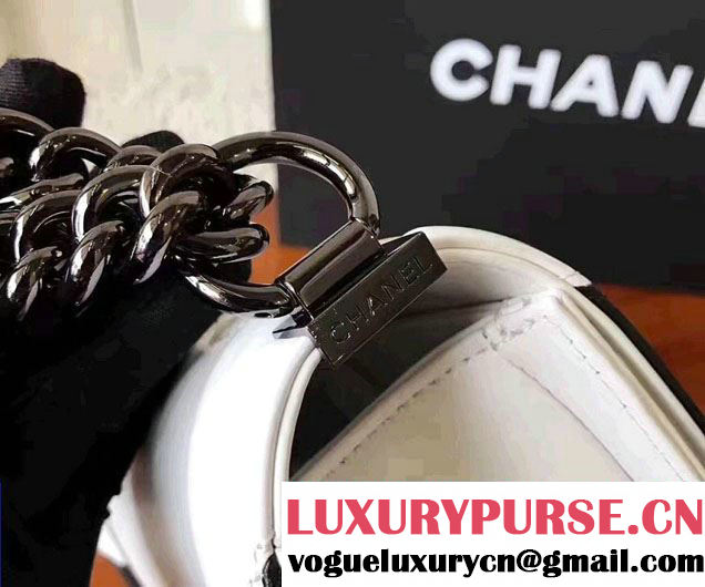 Chanel Two-Tone Black Metal Boy Flap Small Bag White/Black 2017