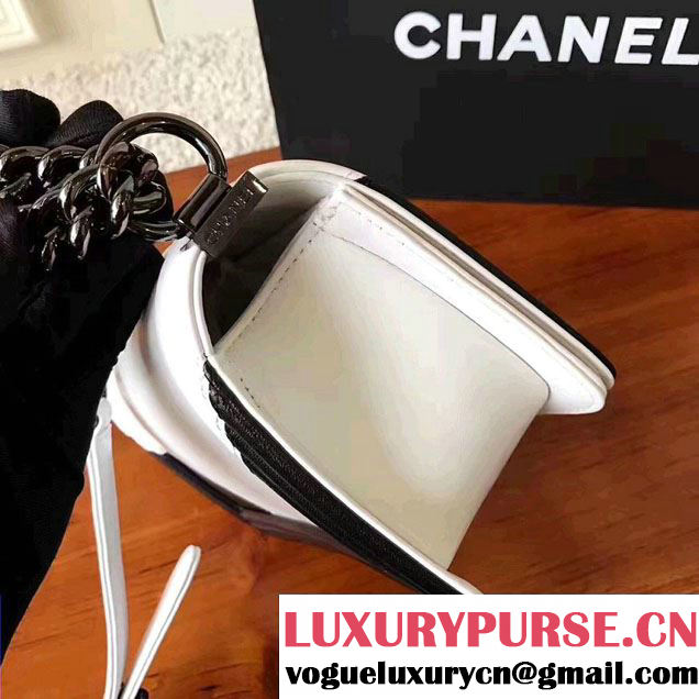 Chanel Two-Tone Black Metal Boy Flap Small Bag White/Black 2017