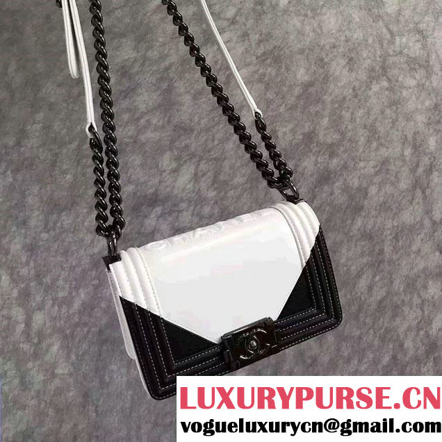Chanel Two-Tone Black Metal Boy Flap Small Bag White/Black 2017