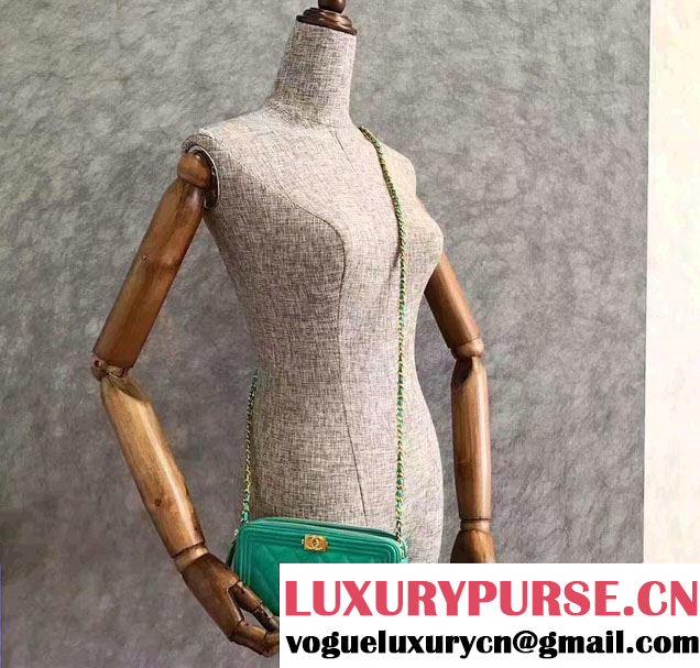 Chanel Grained Calfskin Boy Double Zipped Small Clutch Chain Phone Holder Bag A84069 Turquoise 2017