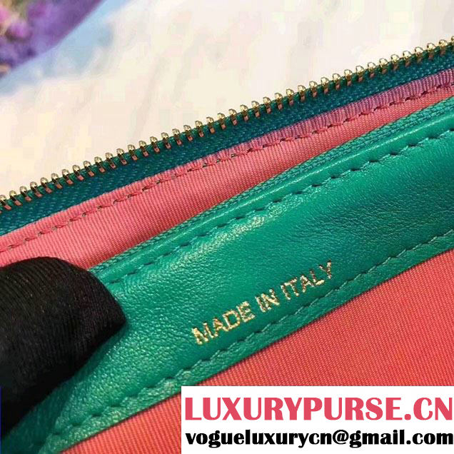 Chanel Grained Calfskin Boy Double Zipped Small Clutch Chain Phone Holder Bag A84069 Turquoise 2017