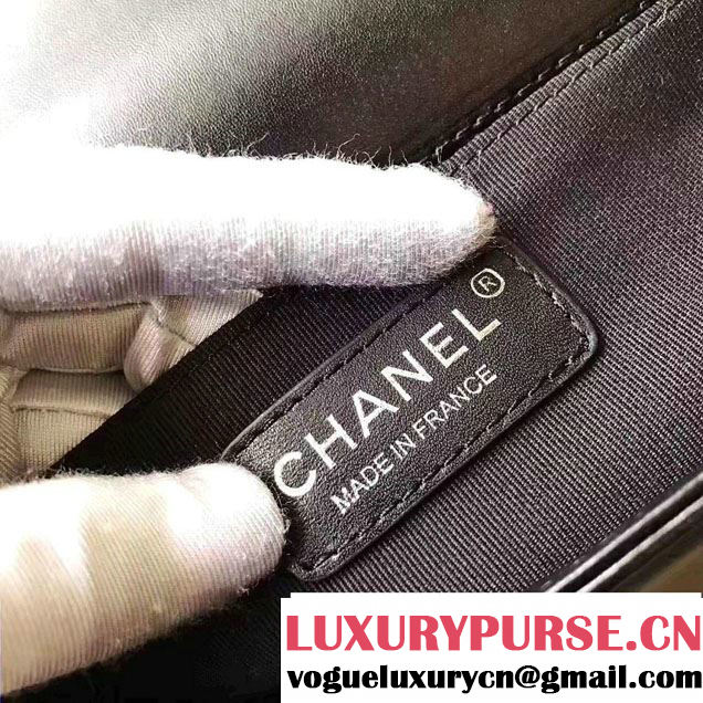 Chanel Chevron Iridescent PVC Medium Boy Flap Bag Black 2017