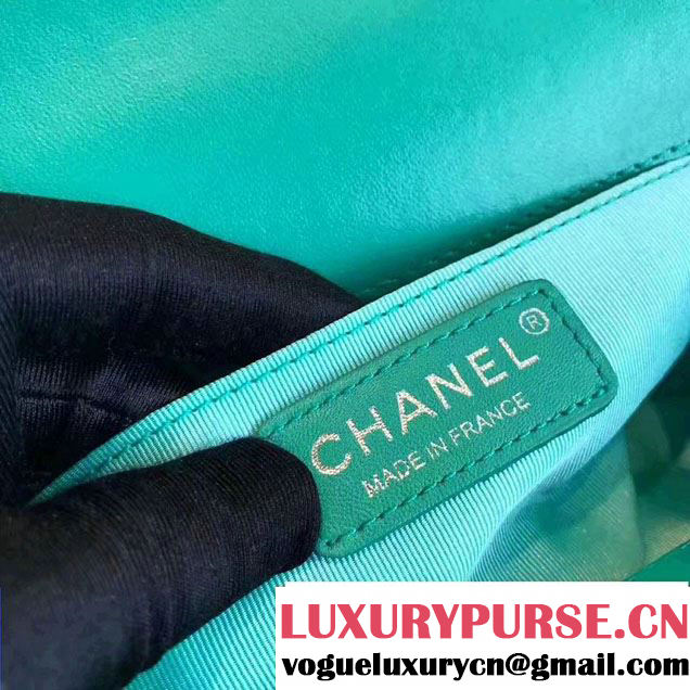 Chanel Chevron Iridescent PVC Medium Boy Flap Bag Green 2017