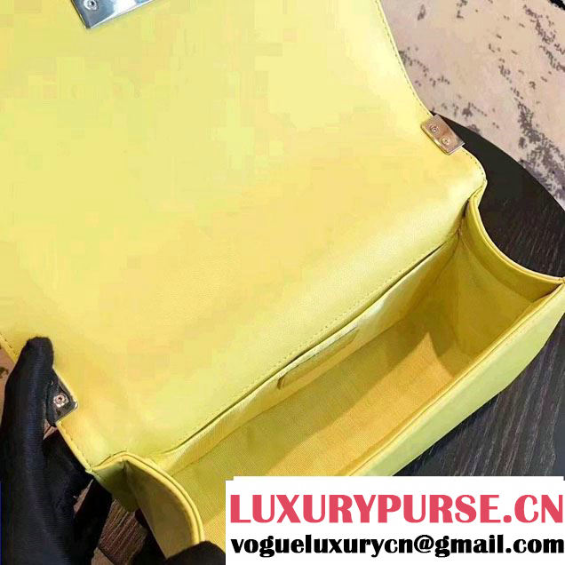 Chanel Chevron Iridescent PVC Medium Boy Flap Bag Yellow 2017