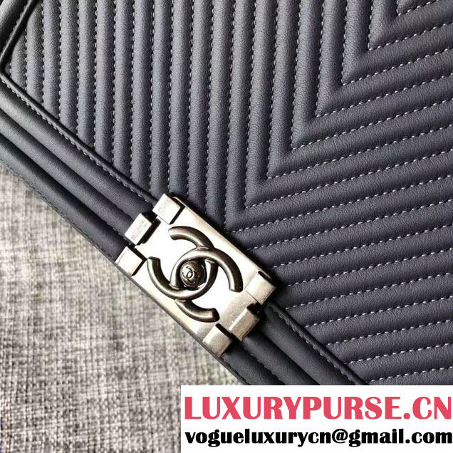 Chanel Interlaced Chain Chevron Boy Flap Shoulder Large Bag Gary 2017