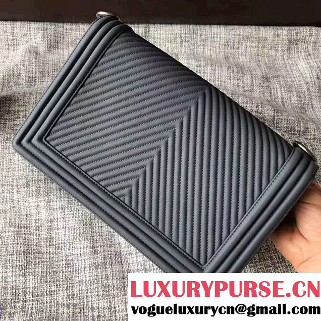 Chanel Interlaced Chain Chevron Boy Flap Shoulder Large Bag Gary 2017