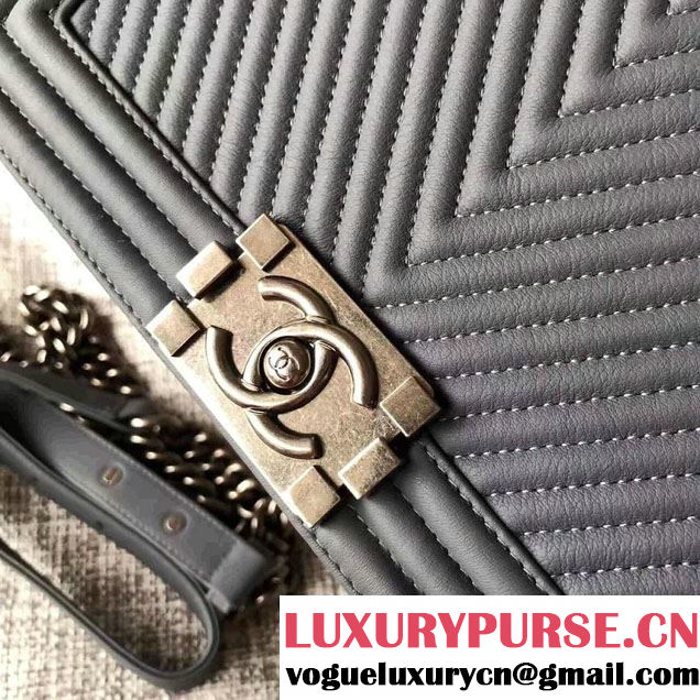 Chanel Interlaced Chain Chevron Boy Flap Shoulder Medium Bag Gary 2017