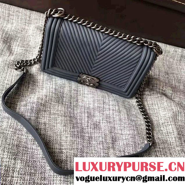 Chanel Interlaced Chain Chevron Boy Flap Shoulder Medium Bag Gary 2017