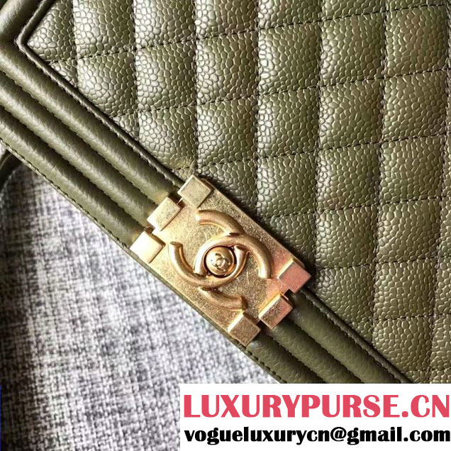 Chanel Medium Boy Flap Shoulder Bag in Lambskin Leather New Color Dark Green