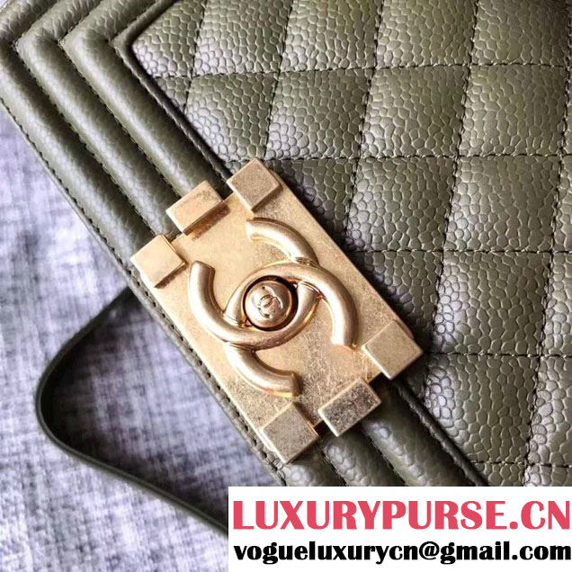 Chanel Small Boy Flap Shoulder Bag in Lambskin Leather New Color Dark Green