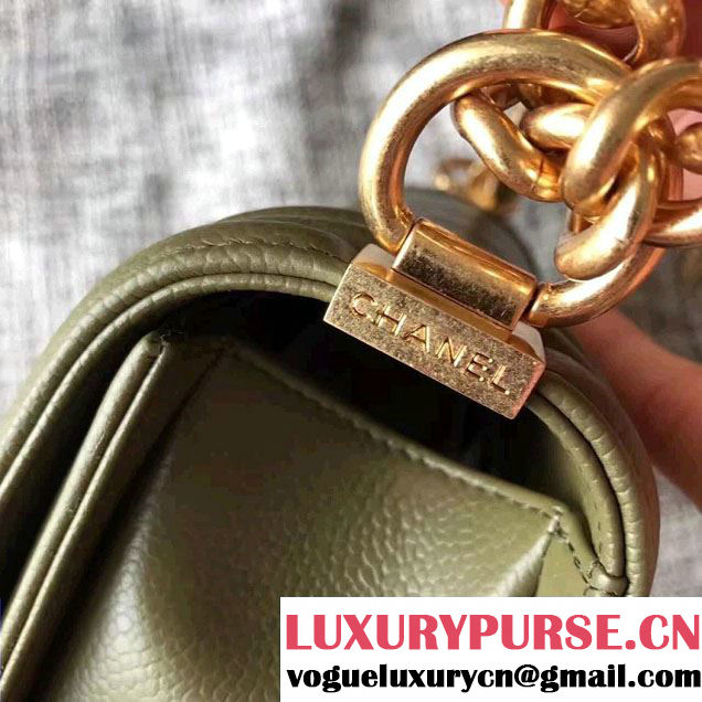 Chanel Small Boy Flap Shoulder Bag in Lambskin Leather New Color Dark Green