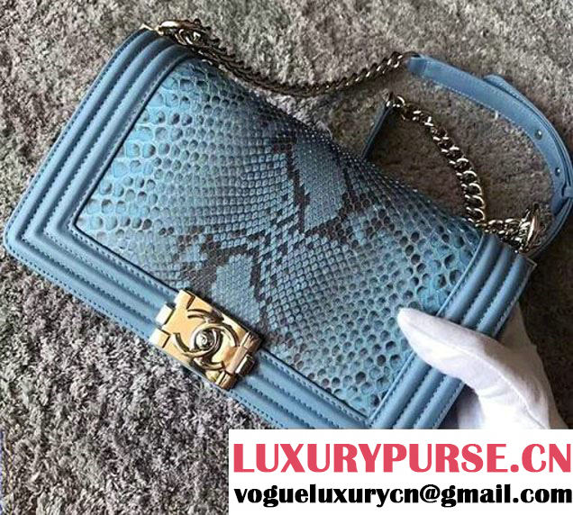 Chanel Python Chain Top Handle Boy Flap Medium/Small Bag 2017