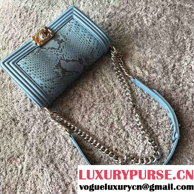 Chanel Python Chain Top Handle Boy Flap Medium/Small Bag 2017