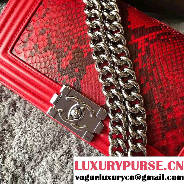 Chanel Python Chain Top Handle Boy Flap Medium/Small Bag 2017