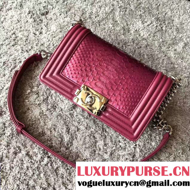 Chanel Python Chain Top Handle Boy Flap Medium/Small Bag 2017