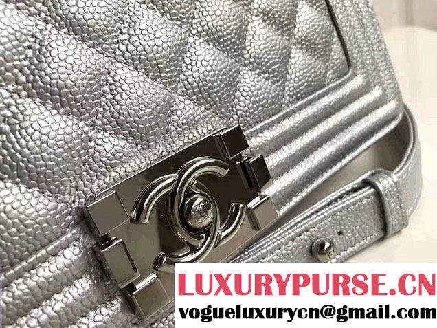 Chanel Medium Boy Flap Shoulder Bag in Lambskin Leather New Color Sliver