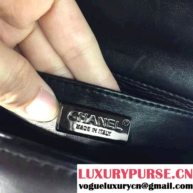 Chanel Metallic Calfskin Led Flower Boy Handbag A67086 Black 2017