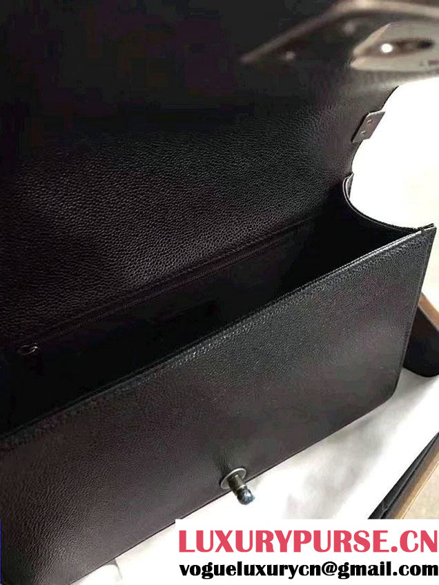 chanel original quality black caviar leather new le boy bag with silver hardware