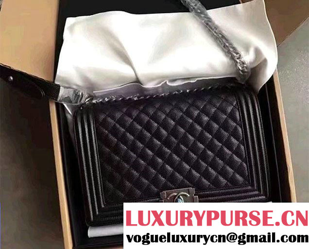 chanel original quality black caviar leather new le boy bag with silver hardware