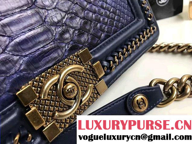 Chanel Python Chain Top Handle Boy Flap Medium Bag 2017