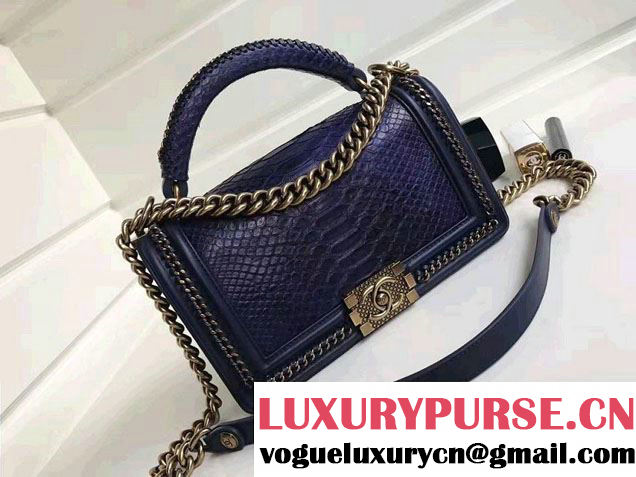 Chanel Python Chain Top Handle Boy Flap Medium Bag 2017