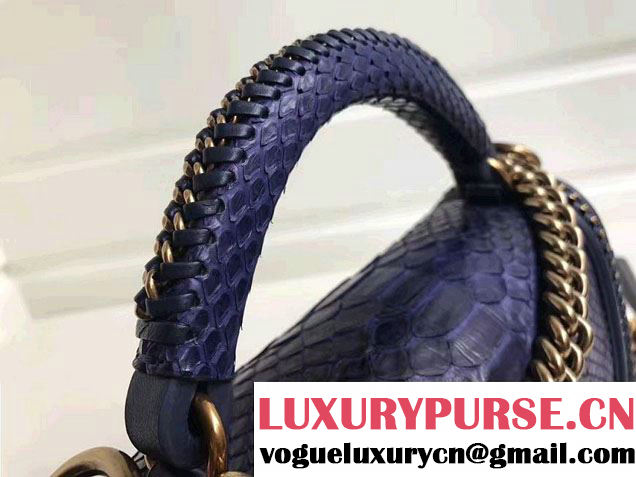 Chanel Python Chain Top Handle Boy Flap Medium Bag 2017