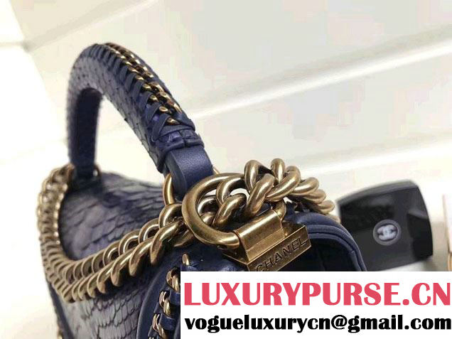 Chanel Python Chain Top Handle Boy Flap Medium Bag 2017