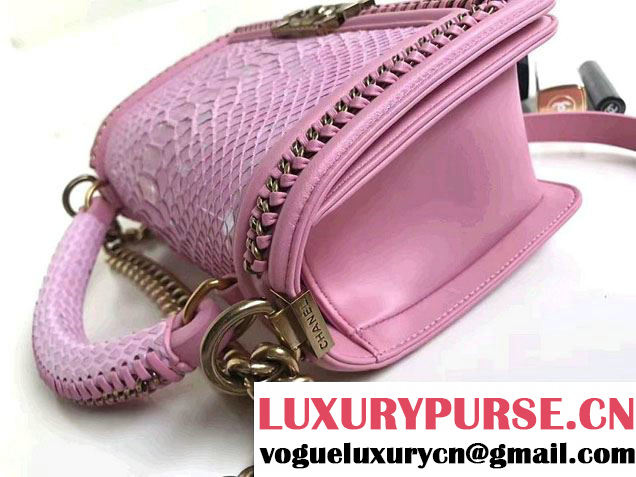 Chanel Python Chain Top Handle Boy Flap Medium Bag 2017