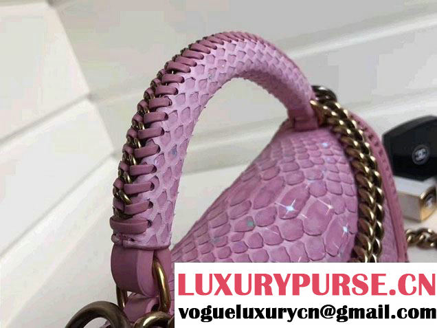 Chanel Python Chain Top Handle Boy Flap Medium Bag 2017