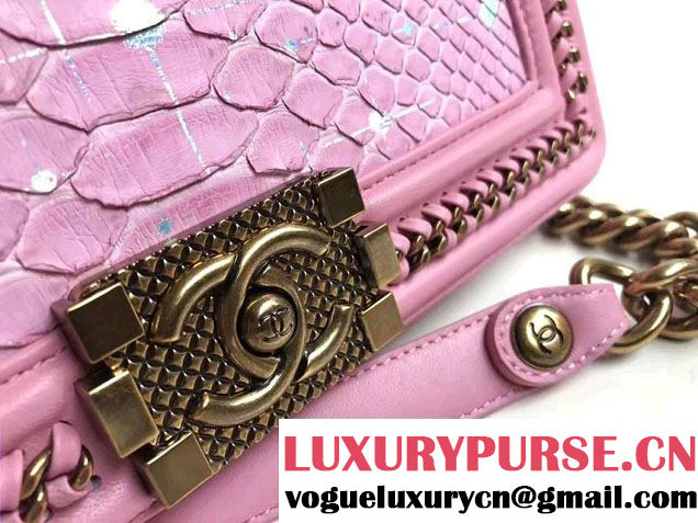 Chanel Python Chain Top Handle Boy Flap Medium Bag 2017