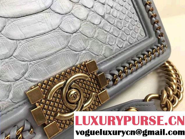 Chanel Python Chain Top Handle Boy Flap Medium Bag 2017