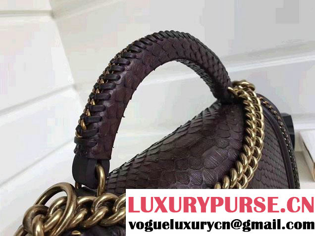 Chanel Python Chain Top Handle Boy Flap Medium Bag 2017
