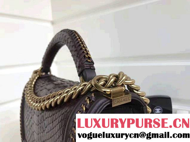 Chanel Python Chain Top Handle Boy Flap Medium Bag 2017