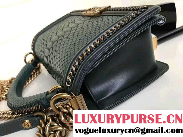 Chanel Python Chain Top Handle Boy Flap Medium Bag 2017