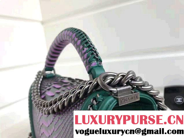 Chanel Python Chain Top Handle Boy Flap Medium Bag 2017