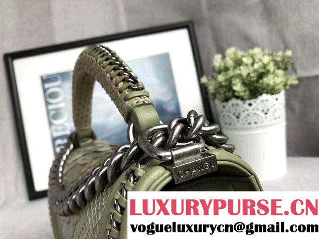 Chanel Python Chain Top Handle Boy Flap Medium Bag 2017