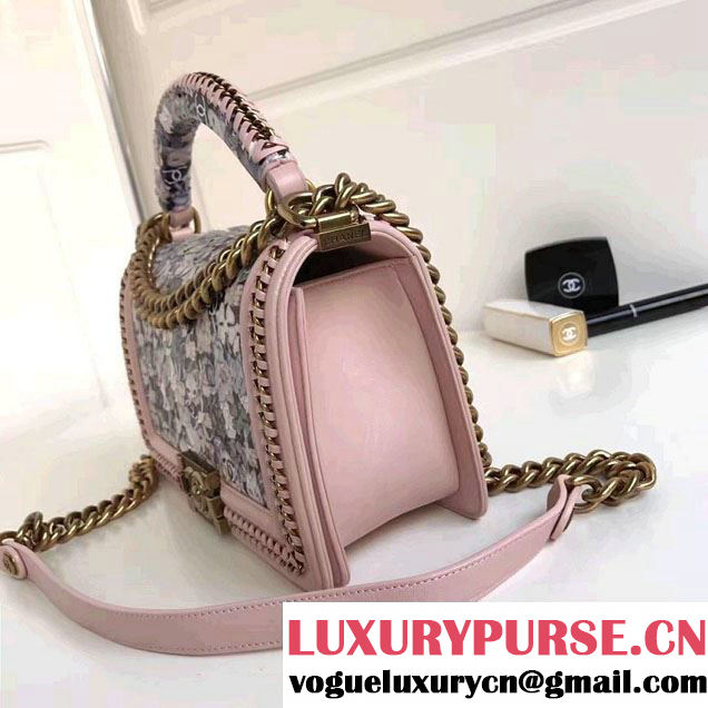Chanel Python Chain Top Handle Boy Flap Medium Bag 2017