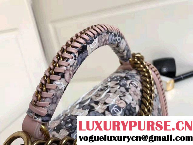 Chanel Python Chain Top Handle Boy Flap Medium Bag 2017
