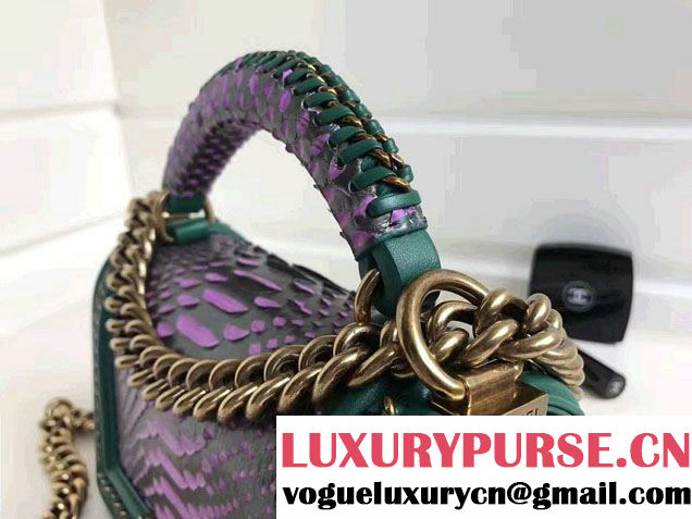 Chanel Python Chain Top Handle Boy Flap Small Bag 2017