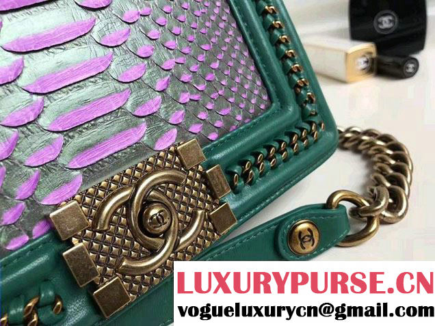 Chanel Python Chain Top Handle Boy Flap Small Bag 2017