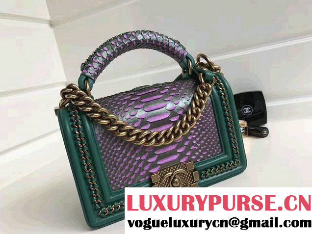 Chanel Python Chain Top Handle Boy Flap Small Bag 2017