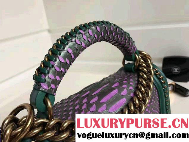 Chanel Python Chain Top Handle Boy Flap Small Bag 2017