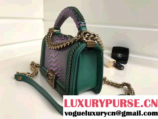 Chanel Python Chain Top Handle Boy Flap Small Bag 2017