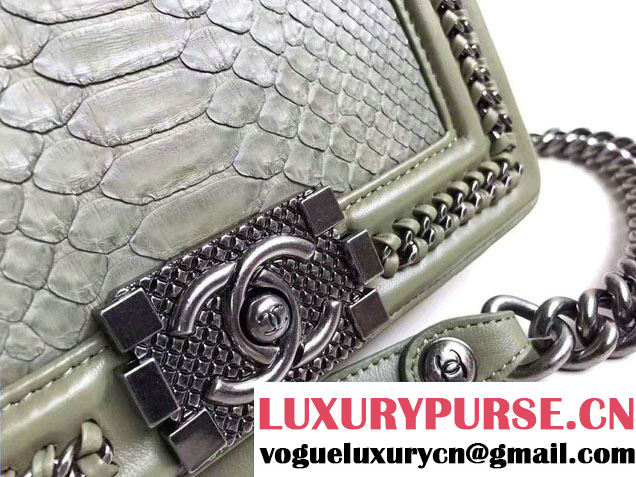 Chanel Python Chain Top Handle Boy Flap Small Bag 2017